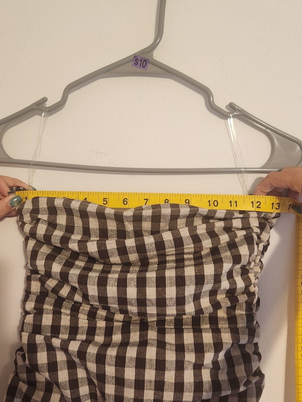 Strapless Brown Gingham Maxi Skirt - Picture 5 of 6